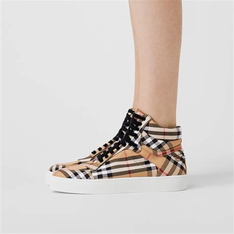 womens burberry high top sneakers|padded classic burberry sneakers.